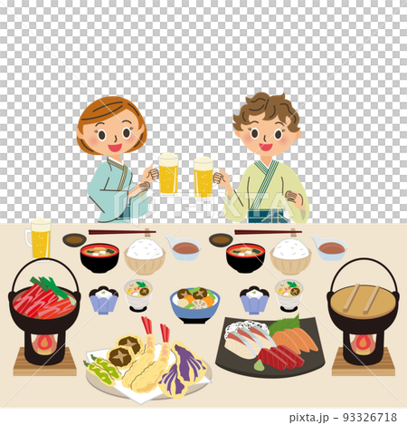 温泉宿で食事を楽しむ女子 93326718