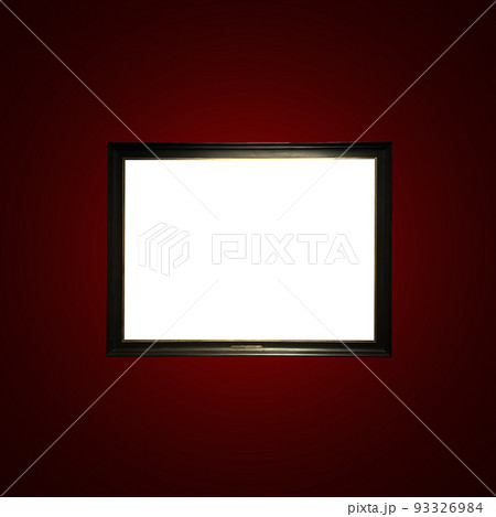 Antique art fair gallery frame on royal red wall at auction house or museum exhibition, blank template with empty white copyspace for mockup design, artwork concept Antique art fair gallery frame on royal red wall at auction house or museum exhibition, blank template with empty white copyspace for mockup design, artwork concept 93326984