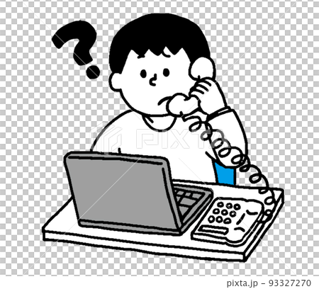 帶著疑惑接電話、操作電腦的便衣男(簡單) 帶著疑惑接電話、操作電腦的便衣男(簡單) 93327270