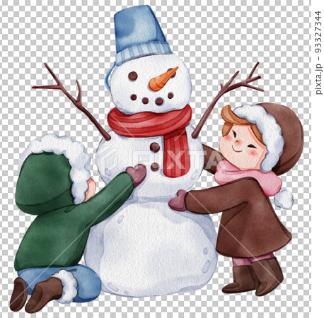 Children enjoy winter watercolor icon png 93327344