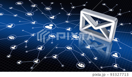 ネットワークとメールアイコン、メールの伝達イメージ 93327713