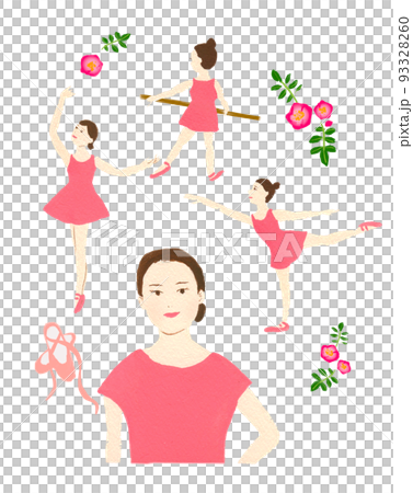 バレエの練習をするバレリーナと先生のイラスト 93328260