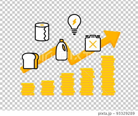 Graph illustration of soaring prices/price rise price rise inflation food daily necessities electricity bill oil kerosene fuel arrow 93329289