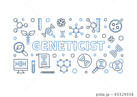 Geneticist illustration in outline style. Vector linear banner Geneticist illustration in outline style. Vector linear banner 93329358