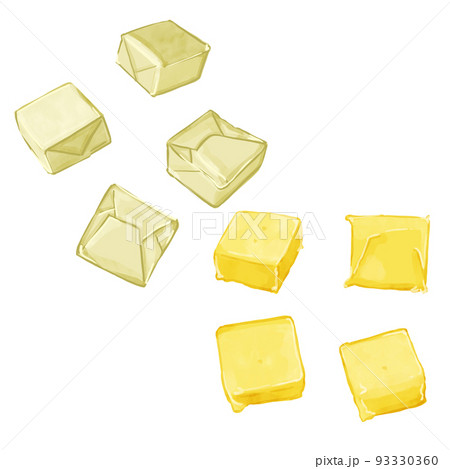 手描き水彩のバターイラストセット 93330360
