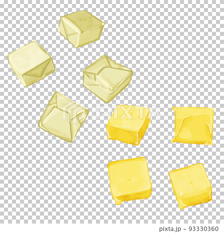 手描き水彩のバターイラストセット 93330360