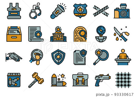 Investigator icons set line color vector Investigator icons set line color vector 93330617
