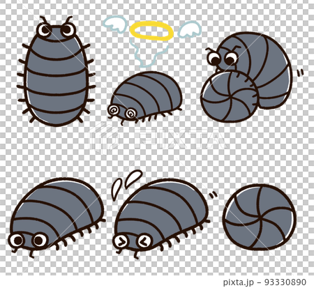 Cute pillbug pose set 93330890
