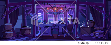 Pirate ship cabin interior at night 93331019