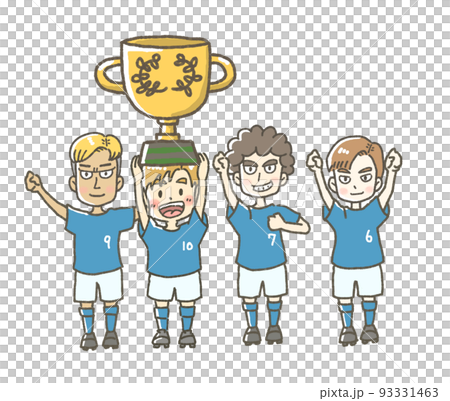 トロフィーをかかげる選手のイラスト トロフィーをかかげる選手のイラスト 93331463