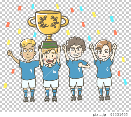 Illustration of a player holding a trophy 93331465