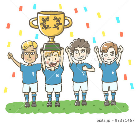 トロフィーをかかげる選手のイラスト 93331467