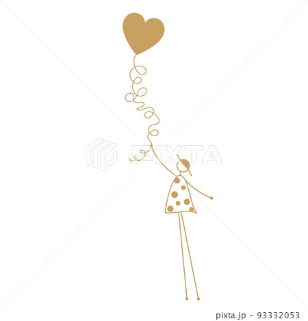 icon Line Art Simple Line ハートの風船と私 icon Line Art Simple Line ハートの風船と私 93332053