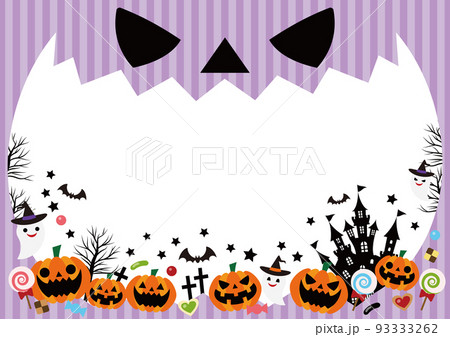 ハロウィン大口フレームヨコ紫シマシマ ハロウィン大口フレームヨコ紫シマシマ 93333262