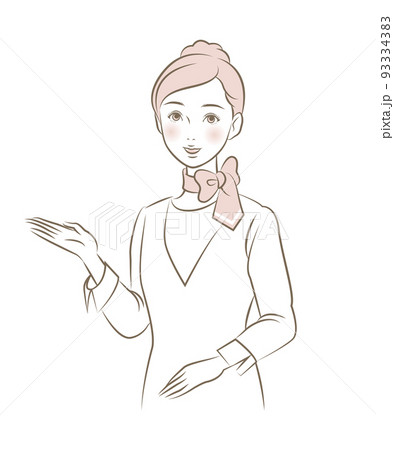 スカーフを巻いた女性のイラスト素材 ベクター 案内 受付 美容部員 93334383
