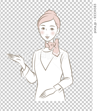 スカーフを巻いた女性のイラスト素材 ベクター 案内 受付 美容部員 93334383
