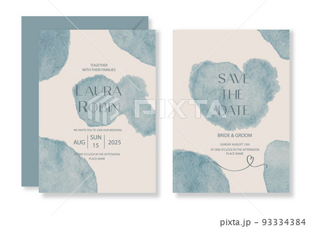 Modern abstract watercolor splash wedding invitation rustic vintage background template mockup vector illustration. 93334384