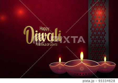 Diwali day oil lamp design. Indian Hindu festival of lights Deepavali 93334628