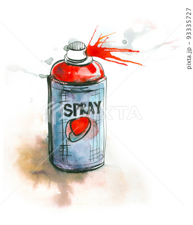 Color spray can aerosol graffiti street watercolor illustration Color spray can aerosol graffiti street watercolor illustration 93335727