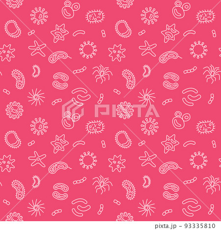 Pathogen vector red seamless pattern in thin line style 93335810