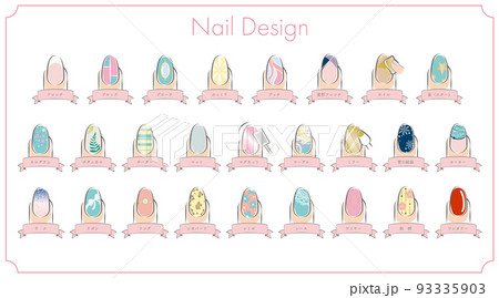 ネイルデザイン_セット_手書き風 93335903