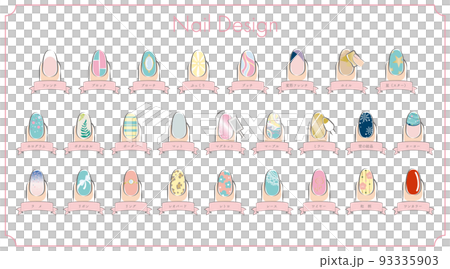 ネイルデザイン_セット_手書き風 93335903