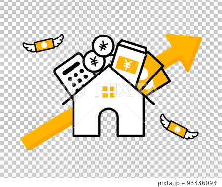 Illustration of household expenses household pressure money cost of living house soaring prices recession loan economy 93336093