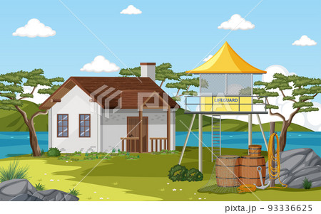 Lifeguard tower in the forest Lifeguard tower in the forest 93336625