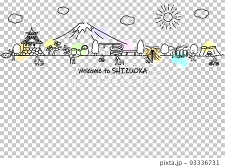 静岡の観光地の街並みと人々のシンプル線画イラスト 静岡の観光地の街並みと人々のシンプル線画イラスト 93336731