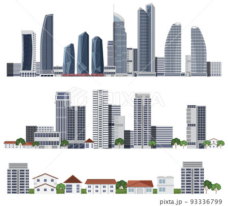 Set of building on white background 93336799