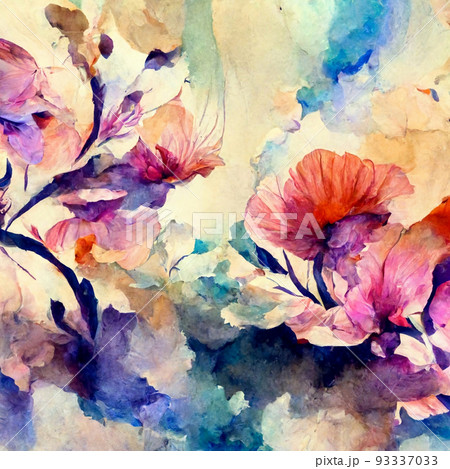 watercolor floral background 93337033