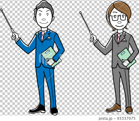 Businessman giving a presentation with a pointing stick 93337075