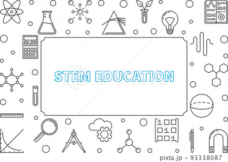 STEM education vector outline horizontal frame 93338087