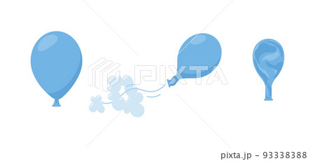 Balloon kids toy full of air and deflating, flat vector illustration isolated. 93338388