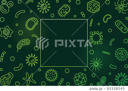 Bacterial cells green frame. Vector microbiology illustration 93338545