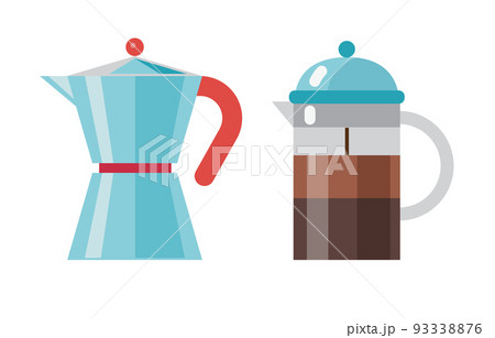 Moka Pot and French Press Coffee Makers Icons Moka Pot and French Press Coffee Makers Icons 93338876