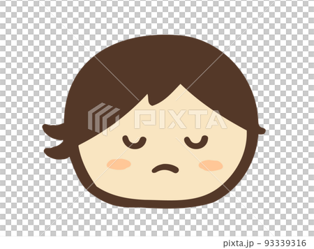 かわいい子供のふてくされた顔セット／手描き人物イラスト素材 93339316