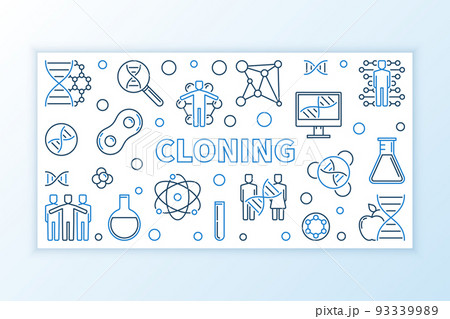 Cloning concept outline banner. Vector linear illustration 93339989