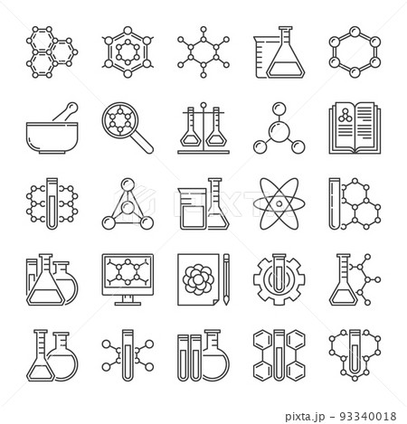 Chemistry and science vector icons in thin line style Chemistry and science vector icons in thin line style 93340018