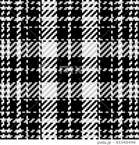 Plaid check pattern in black and white. Seamless texture fabric background. 93340449
