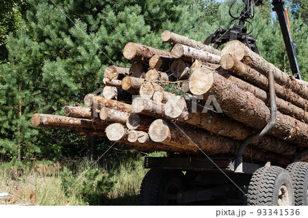 The logs are folded on the tractor The logs are folded on the tractor 93341536