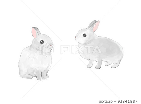 手描き風のうさぎイラスト素材しろのイラスト素材 [93341887