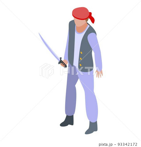 Pirate with sword icon, isometric style Pirate with sword icon, isometric style 93342172