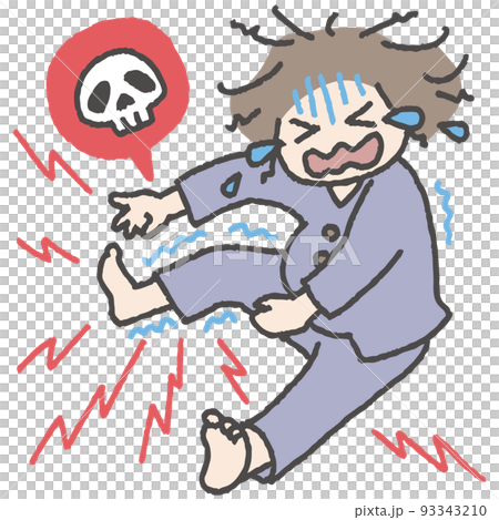 Illustration of a pregnant woman suffering from cramps 93343210