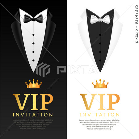 Vector Black Suit Black Tie Event Invitation Template Realistic