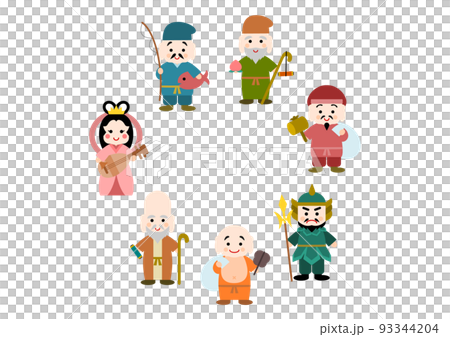 七福神 イラスト 円 フレーム 93344204