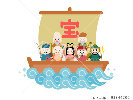 宝船 七福神 イラスト 白バック 宝船 七福神 イラスト 白バック 93344206