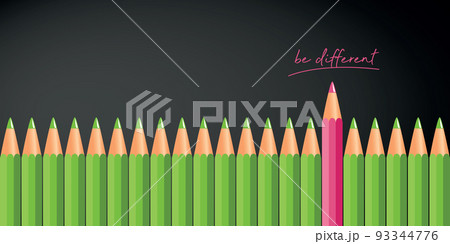 pencils in green and pink color be different concept on white background pencils in green and pink color be different concept on white background 93344776