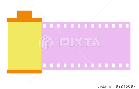 Photographic film is in the container. Equipment of the 80s, 90s for photos. Flat style. Vector. Photographic film is in the container. Equipment of the 80s, 90s for photos. Flat style. Vector. 93345097