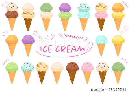 アイスクリームの素材セット(ベクター) 93345211